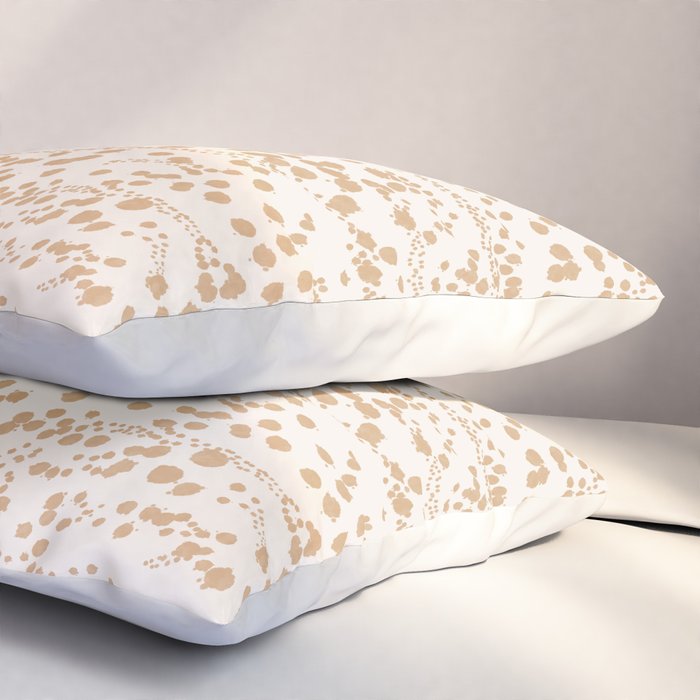 Abstract Ink Blot Strata Pattern in Neutral Camel Beige Pillow Sham Gallery Image 3