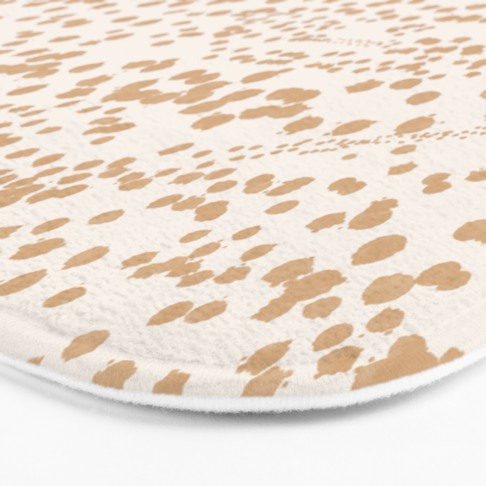 Abstract Ink Blot Strata Pattern in Neutral Camel Beige Bath Mat Gallery Image 3