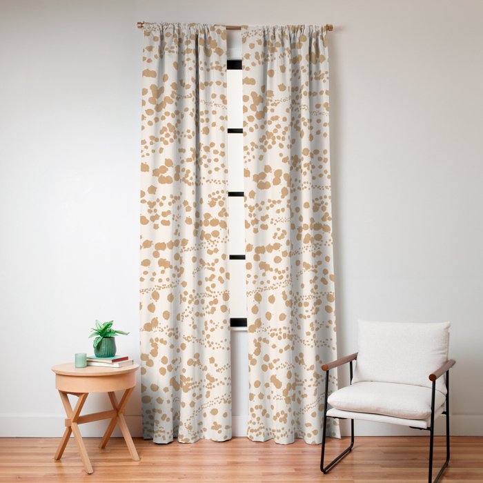 Abstract Ink Blot Strata Pattern in Neutral Camel Beige Window Curtain Gallery Image 4