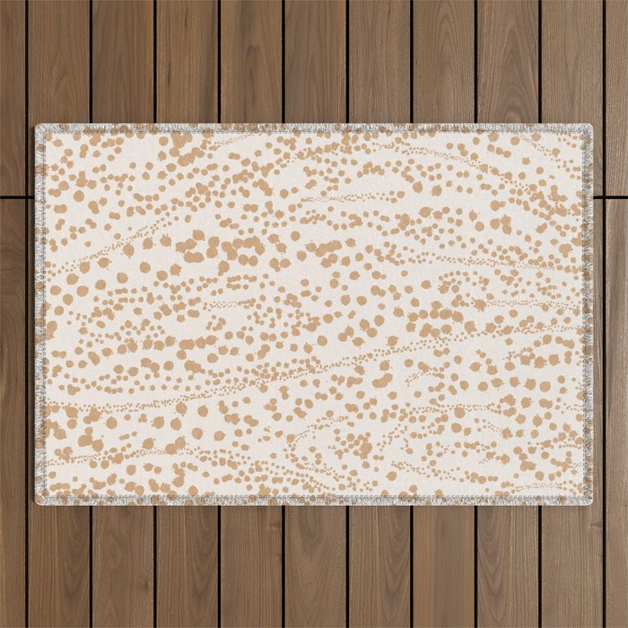 Abstract Ink Blot Strata Pattern in Neutral Camel Beige Outdoor Rug Gallery Image 1