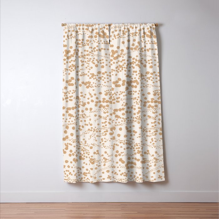 Abstract Ink Blot Strata Pattern in Neutral Camel Beige Window Curtain Gallery Image 3
