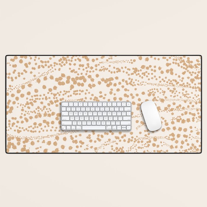 Abstract Ink Blot Strata Pattern in Neutral Camel Beige Desk Mat Gallery Image 1