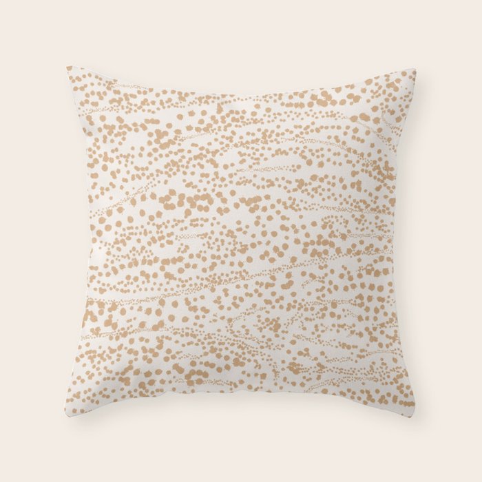 Abstract Ink Blot Strata Pattern in Neutral Camel Beige Throw Pillow Gallery Image 1
