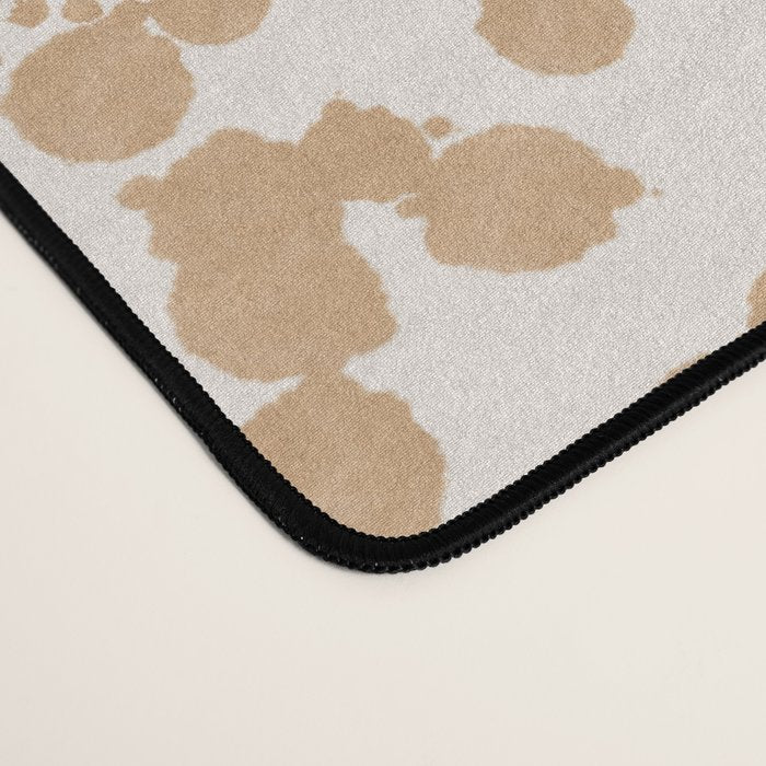 Abstract Ink Blot Strata Pattern in Neutral Camel Beige Desk Mat Gallery Image 4