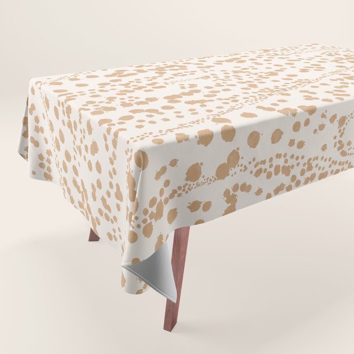 Abstract Ink Blot Strata Pattern in Neutral Camel Beige Tablecloth Gallery Image 1