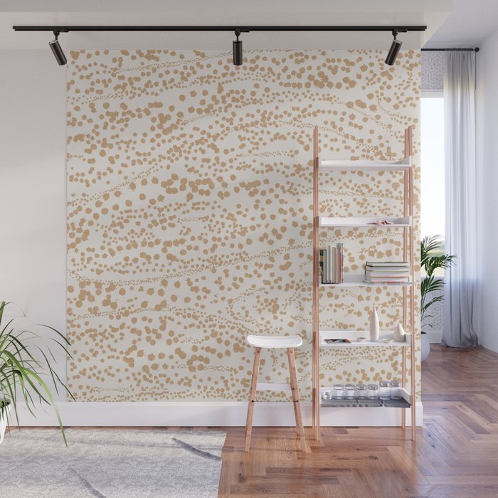 Abstract Ink Blot Strata Pattern in Neutral Camel Beige Wall Mural Gallery Image 1