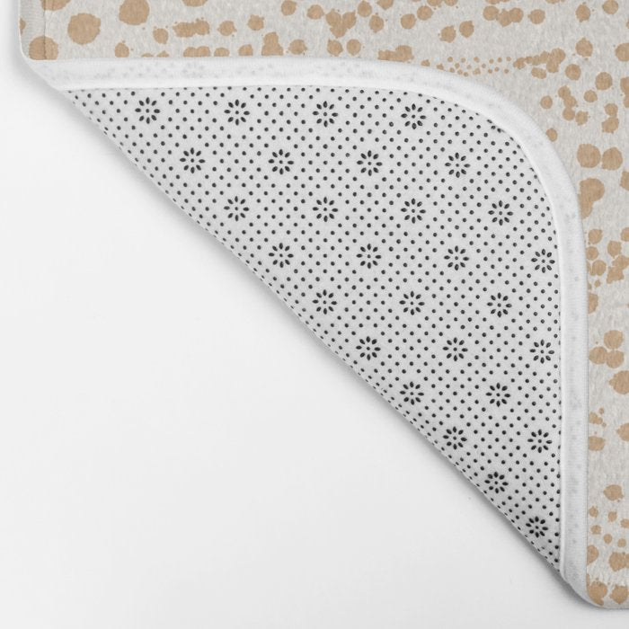 Abstract Ink Blot Strata Pattern in Neutral Camel Beige Bath Mat Gallery Image 2