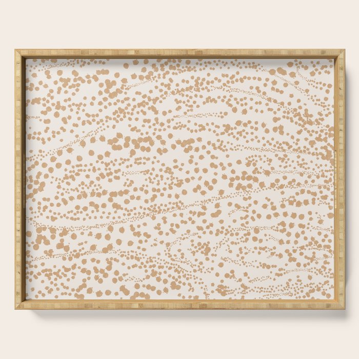 Abstract Ink Blot Strata Pattern in Neutral Camel Beige Serving Tray Gallery Image 1