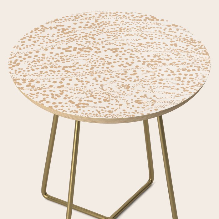 Abstract Ink Blot Strata Pattern in Neutral Camel Beige Side Table Gallery Image 2