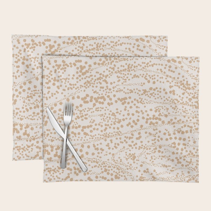 Abstract Ink Blot Strata Pattern in Neutral Camel Beige Placemat Gallery Image 1
