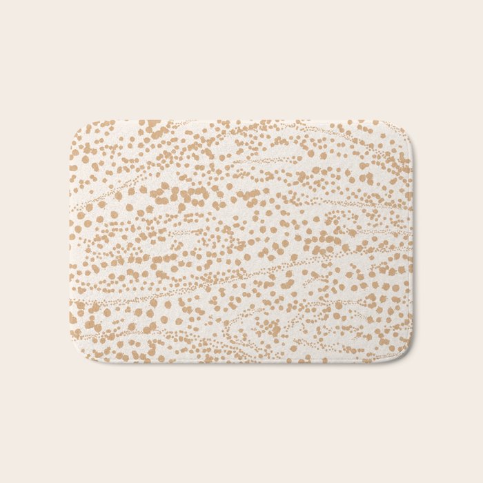 Abstract Ink Blot Strata Pattern in Neutral Camel Beige Bath Mat Gallery Image 1