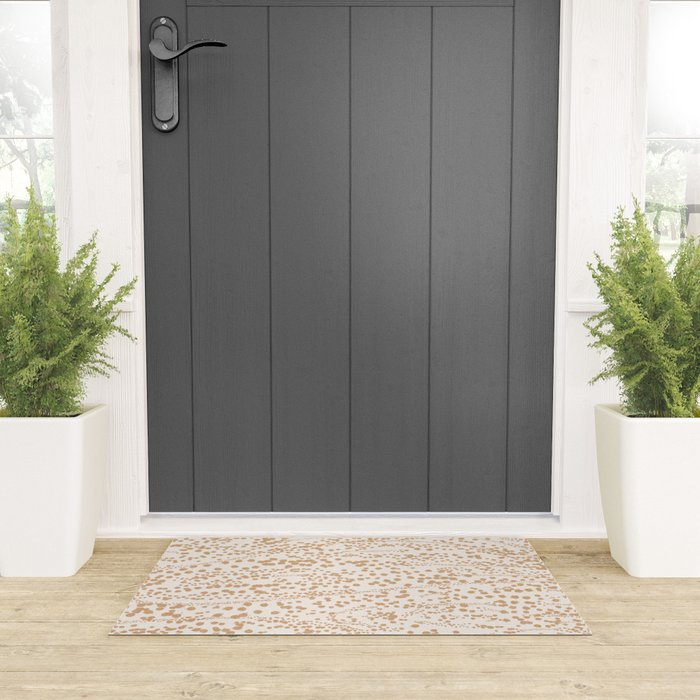 Abstract Ink Blot Strata Pattern in Neutral Camel Beige Welcome Mat Gallery Image 3