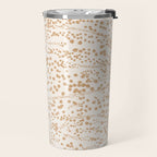 Abstract Ink Blot Strata Pattern in Neutral Camel Beige Travel Mug Gallery Image 2