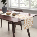 Abstract Ink Blot Strata Pattern in Neutral Camel Beige Table Runner Gallery Image 2