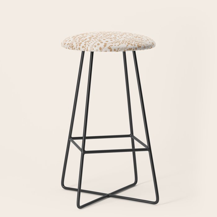Abstract Ink Blot Strata Pattern in Neutral Camel Beige Stool Gallery Image 1