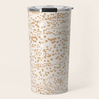Abstract Ink Blot Strata Pattern in Neutral Camel Beige Travel Mug Gallery Image 1