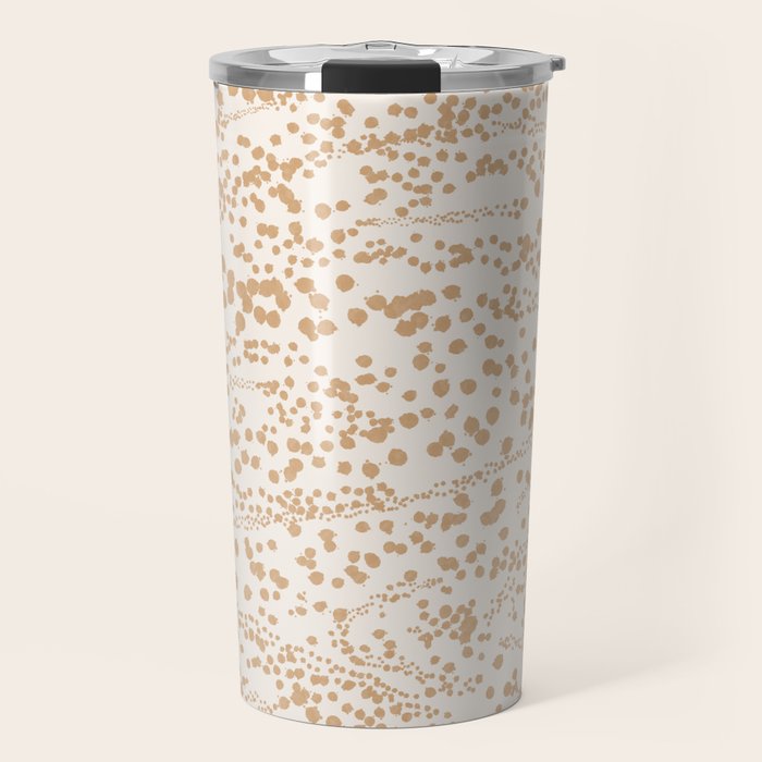 Abstract Ink Blot Strata Pattern in Neutral Camel Beige Travel Mug Gallery Image 1