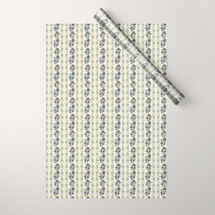 German Drapery Stripe - Blue Wrapping Paper Gallery Image 1