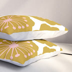Mid Century Mod Flowers in Pink and Mustard Pillow Sham Gallery Image 3