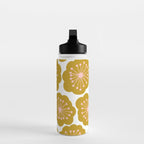 Mid Century Mod Flowers in Pink and Mustard Water Bottle Gallery Image 3