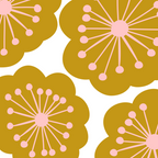 Mid Century Mod Flowers in Pink and Mustard Coffee Mug Gallery Image 2