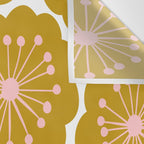 Mid Century Mod Flowers in Pink and Mustard Wall Tapestry Gallery Image 3