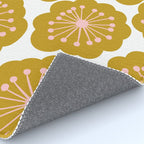 Mid Century Mod Flowers in Pink and Mustard Rug Gallery Image 4
