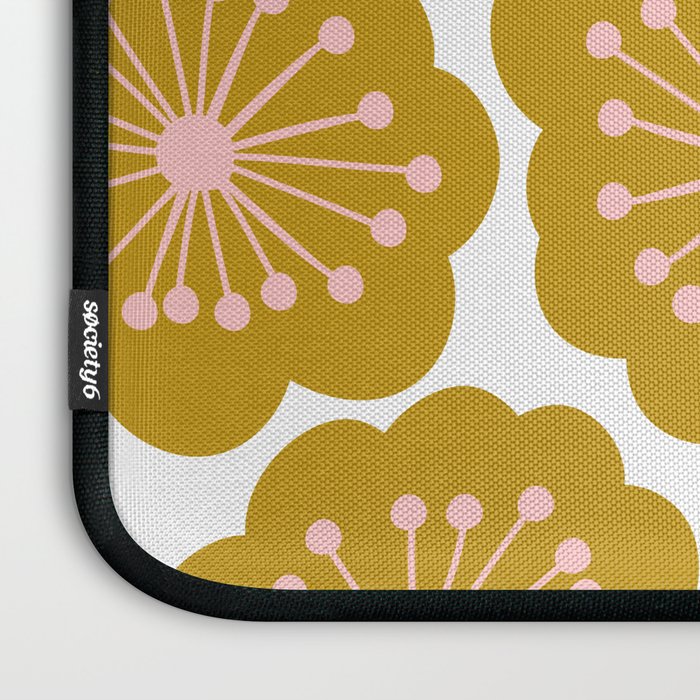 Mid Century Mod Flowers in Pink and Mustard Laptop Sleeve Gallery Image 3