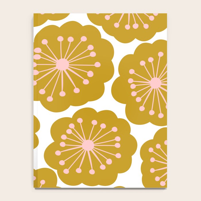Mid Century Mod Flowers in Pink and Mustard Notebook Gallery Image 4