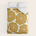 Mid Century Mod Flowers in Pink and Mustard Comforter Gallery Image 6