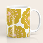 Mid Century Mod Flowers in Pink and Mustard Coffee Mug Gallery Image 1