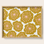 Mid Century Mod Flowers in Pink and Mustard Serving Tray Gallery Image 1