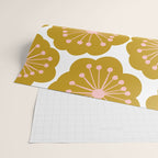 Mid Century Mod Flowers in Pink and Mustard Wrapping Paper Gallery Image 2
