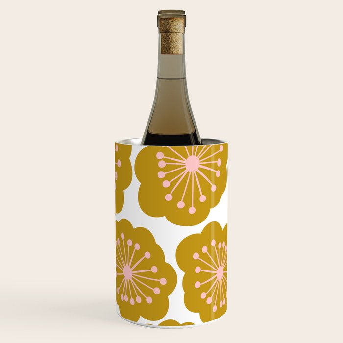 Mid Century Mod Flowers in Pink and Mustard Wine Chiller Gallery Image 2