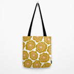 Mid Century Mod Flowers in Pink and Mustard Tote Bag Gallery Image 2