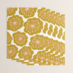 Mid Century Mod Flowers in Pink and Mustard Wrapping Paper Gallery Image 3