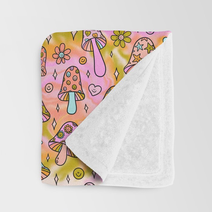 Tie Dye Mushroom Print Throw Blanket Gallery Image 3