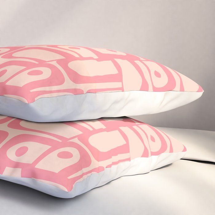 Mid Century Modern Piquet Multi Abstract Geometric Pattern in Pink and Blush Pillow Sham Gallery Image 3