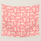 Mid Century Modern Piquet Multi Abstract Geometric Pattern in Pink and Blush Wall Tapestry Gallery Image 4