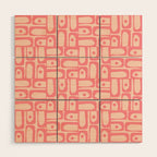 Mid Century Modern Piquet Multi Abstract Geometric Pattern in Pink and Blush Wood Wall Art Gallery Image 1