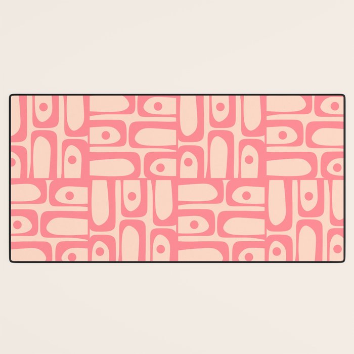 Mid Century Modern Piquet Multi Abstract Geometric Pattern in Pink and Blush Desk Mat Gallery Image 3