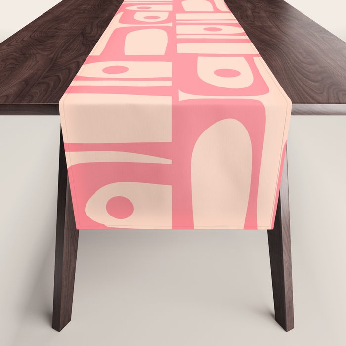 Mid Century Modern Piquet Multi Abstract Geometric Pattern in Pink and Blush Table Runner Gallery Image 1