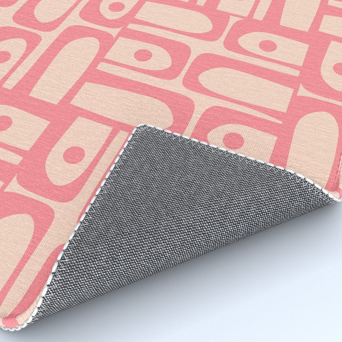 Mid Century Modern Piquet Multi Abstract Geometric Pattern in Pink and Blush Rug Gallery Image 4