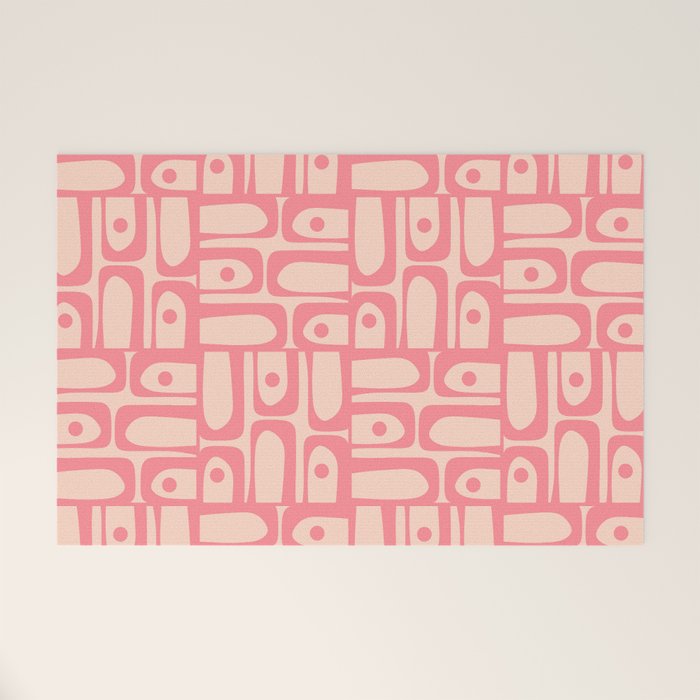 Mid Century Modern Piquet Multi Abstract Geometric Pattern in Pink and Blush Welcome Mat Gallery Image 1