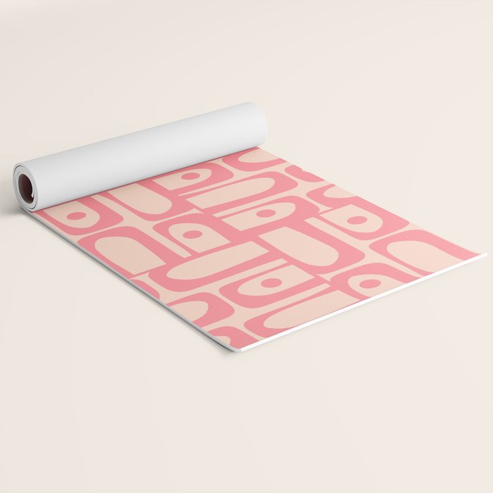 Mid Century Modern Piquet Multi Abstract Geometric Pattern in Pink and Blush Yoga Mat Gallery Image 2
