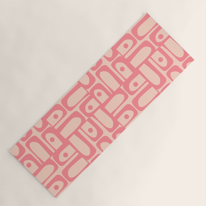 Mid Century Modern Piquet Multi Abstract Geometric Pattern in Pink and Blush Yoga Mat Gallery Image 1