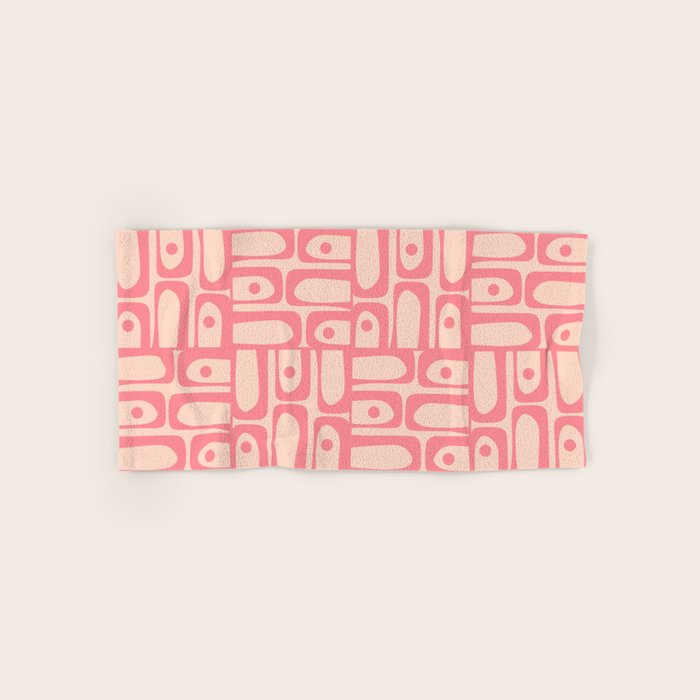 Mid Century Modern Piquet Multi Abstract Geometric Pattern in Pink and Blush Bath Towel Gallery Image 1