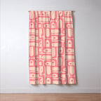 Mid Century Modern Piquet Multi Abstract Geometric Pattern in Pink and Blush Window Curtain Gallery Image 3