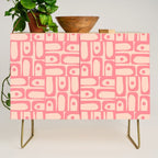 Mid Century Modern Piquet Multi Abstract Geometric Pattern in Pink and Blush Credenza Gallery Image 1
