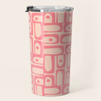 Mid Century Modern Piquet Multi Abstract Geometric Pattern in Pink and Blush Travel Mug Gallery Image 3